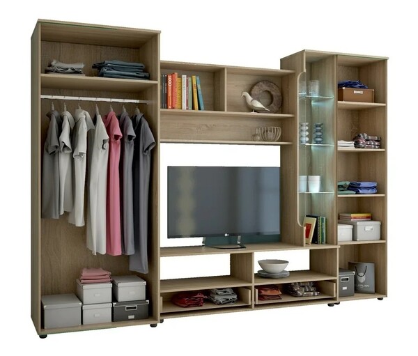 ФЛОРЕНЦИЯ-5 Стенка (2800*2000*513, белый глянец/дуб Сонома) (8 мест) АК97