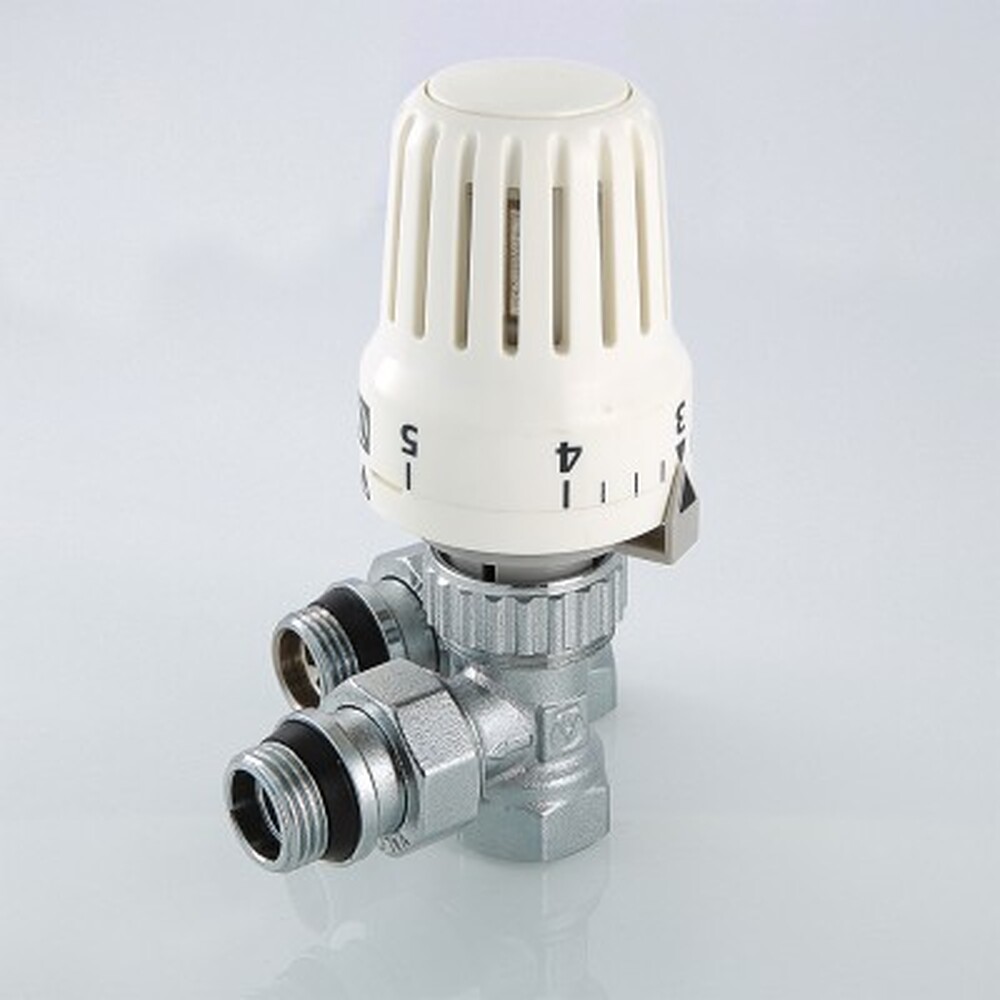 Комплект терморег. оборуд-я для радиатора Угловой 1/2"(терм.головка,терм.клапан,запорный) VALTEC VT.045.N.04