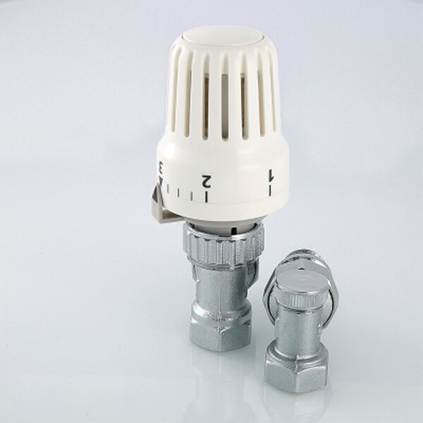 Комплект терморег. оборуд-я для радиатора Угловой 1/2"(терм.головка,терм.клапан,запорный) VALTEC VT.045.N.04