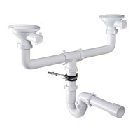 RS-41098 Сифон прямоточ.ДВОЙНОЙ ОРИО 1 1/2" х 40 с разрыв потока струи, с круг.приемн.воронкой, 