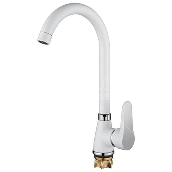 84012W Смеситель Кухня LOFFREY d-35 высокий, на гайке (белый)