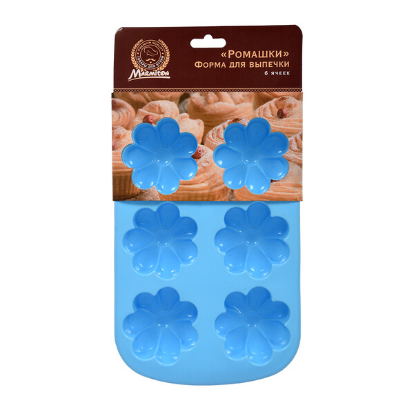 Форма силик. "Ромашки" 26,5х17см 6ячеек.цвет микс MARMITON (17201)