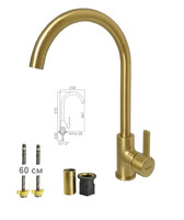 4299Y Смеситель Кухня LEDEME шар. на гайке ЗОЛОТОЙ САТИН