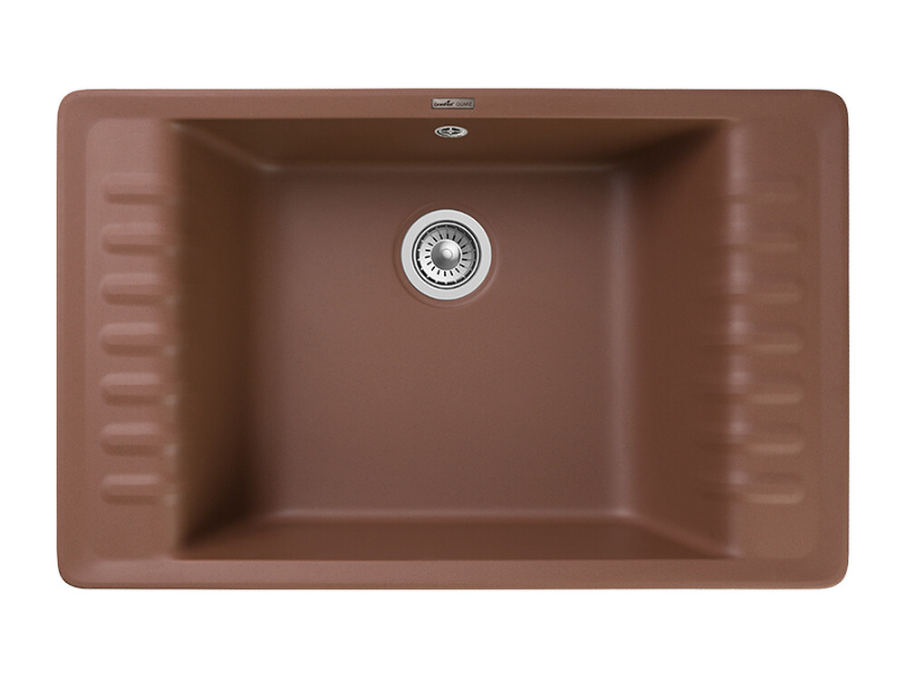 Мойка GRANFEST--QUARZ - 71 1 чаша+крыло 760*480 мм (ТЕРРАКОТ)(без сифона)