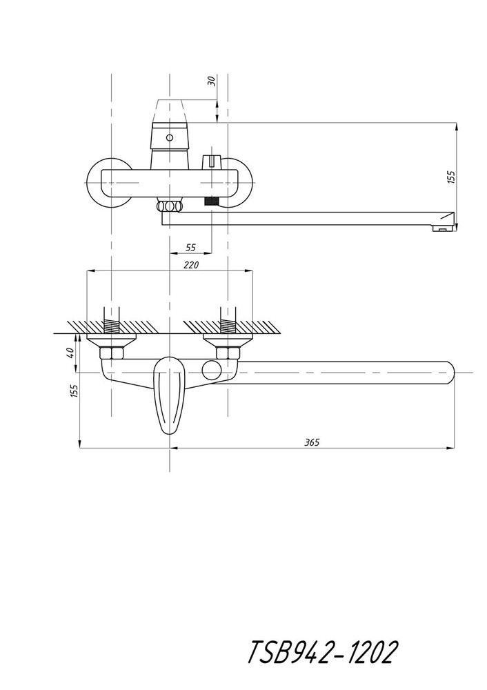 Смеситель Ванна TSARSBERG шар.d40 TSB 942 (дивертор в корпусе) 1202 тип См-ВУОРНШлА