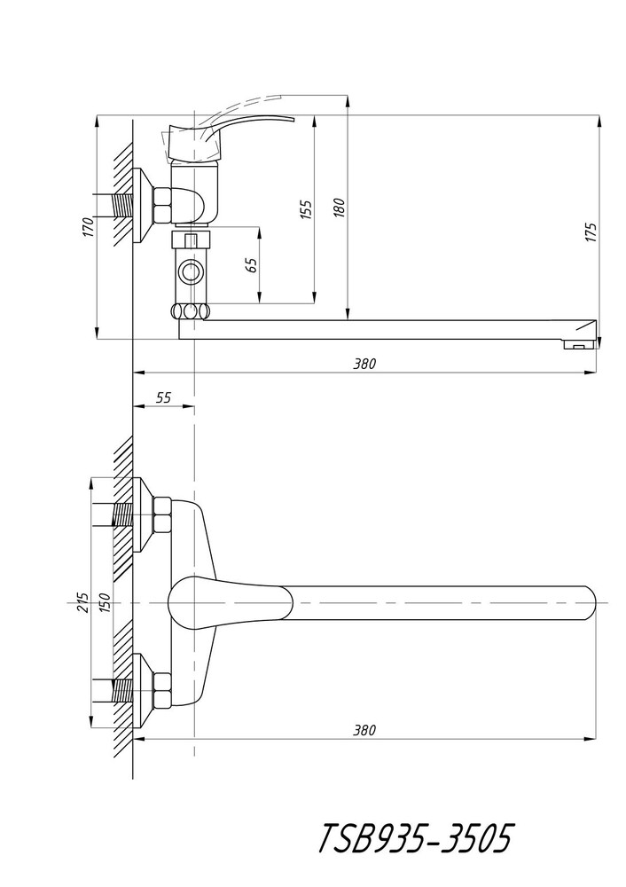 Смеситель Ванна TSARSBERG шар.d35 TSB 935 - 3505 тип См-ВУОРНШлА