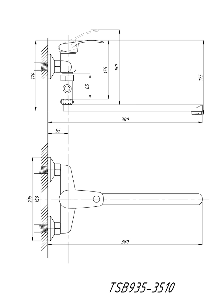 Смеситель Ванна TSARSBERG шар.d35 TSB 935 - 3510 тип См-ВУОРНШлА