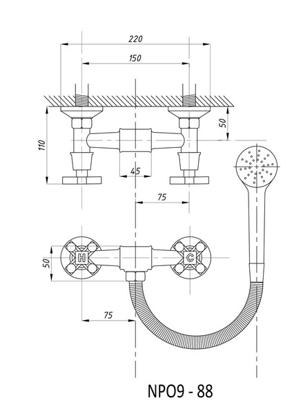 Смеситель TSARSBERG 1/2 м/к для Душ кабины NP09 -88тип См-ДшДНРШл
