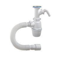 АВ-42059 Сифон бутылочный ОРИО с нерж.решеткой 70мм, с отводом и гиб.трубой 40-40/50