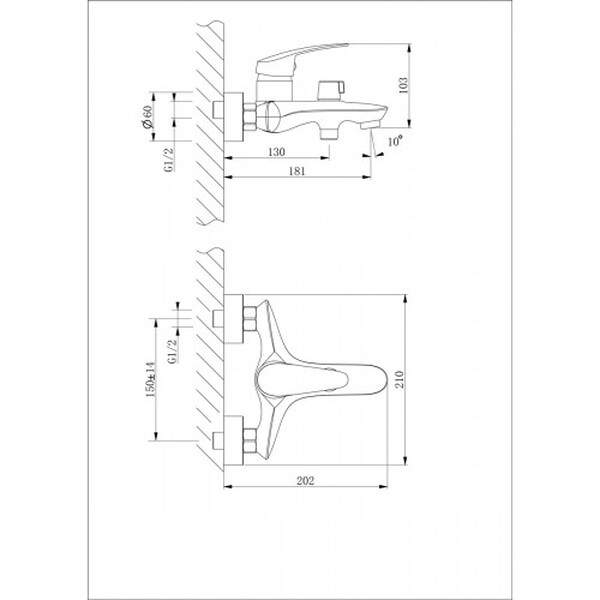 LM0414C Linara Смеситель для ванны, с коротким изливом, дивертор с кер. пласт., хром LEMARK