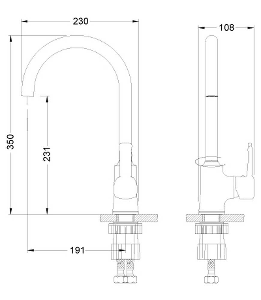 LM0505C Evitta Смеситель для кухни с высоким поворотным изливом, хром LEMARK