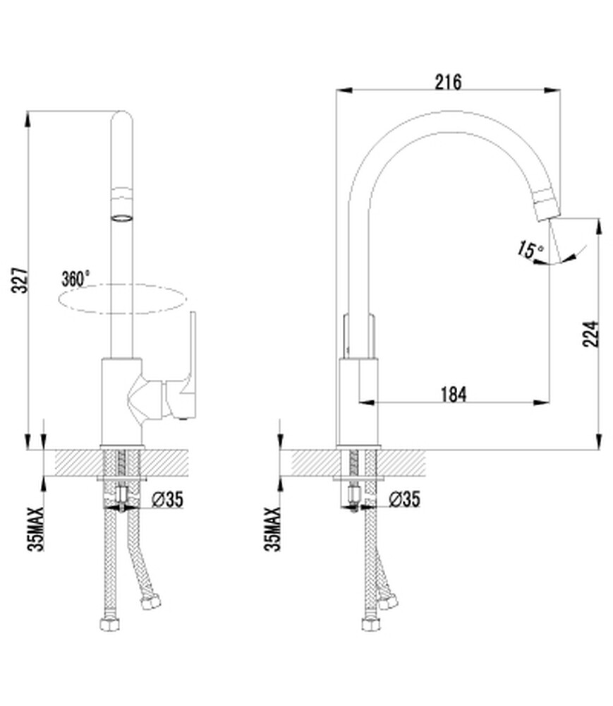 LM1505C plus Grace Смеситель для кухни с высоким поворотным изливом, хром LEMARK