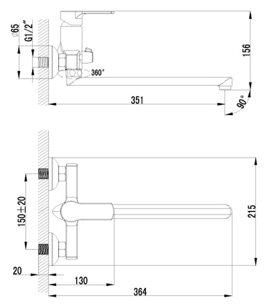 LM1551C plus Grace Смеситель универс., плоский излив 300мм, дивертор с кер. пласт., с аксесc-ми LEMARK