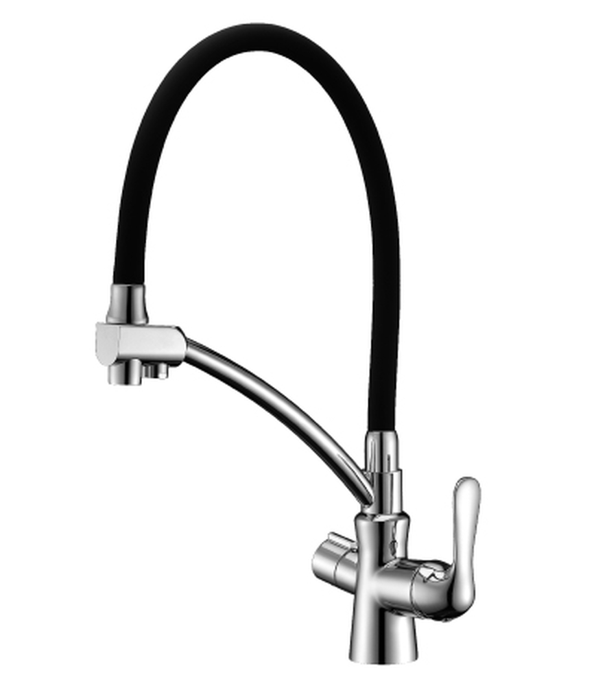 LM3070C Comfort Смеситель для кухни, с гибким изливом, подключение к фильтру, хром/черный LEMARK