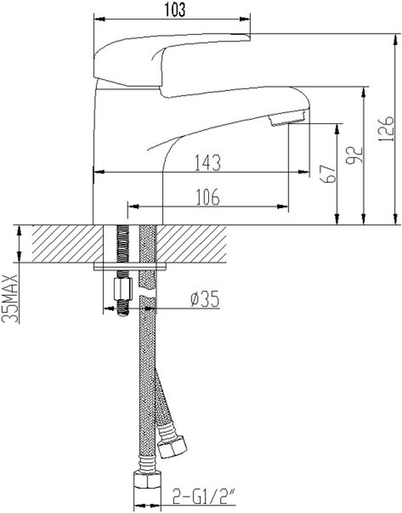 LM3306C Pramen Смеситель для умывальника, монолитный, хром LEMARK