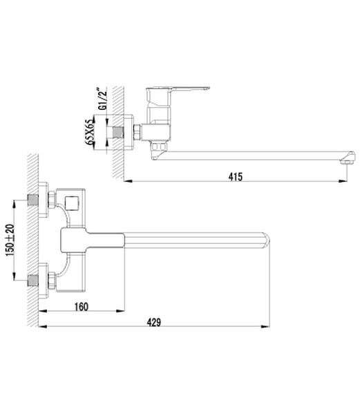 LM3617C Basis Смеситель универс. плоск. излив 350мм, бок. керам. дивертор, с аксессуарами, хром LEMARK