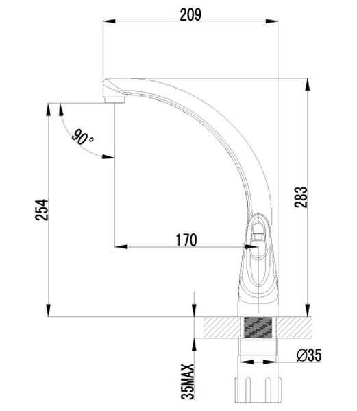 LM4155C Luna Смеситель для кухни с высоким поворотным изливом, хром LEMARK