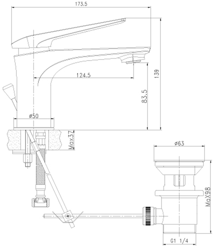 LM5906CW Allegro Смеситель для умывальника монолитный, хром/белый LEMARK