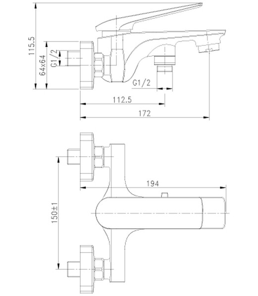 LM5914CW Allegro Смеситель для ванны с коротким изливом, хром/белый LEMARK