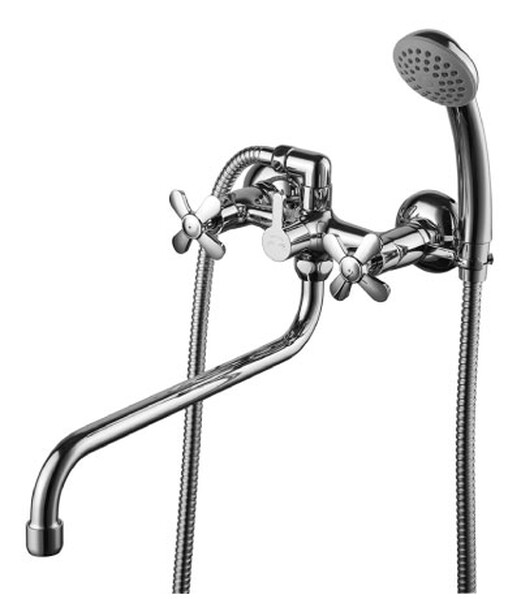 LM6541C Partner Смеситель универ.двуручный, круглый излив 300 мм, дивертор с кер.пластин., хром LEMARK