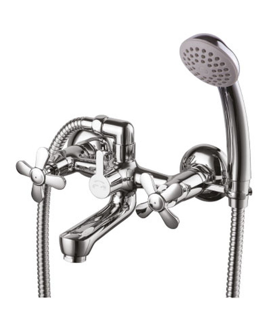 LM6542C Partner Смеситель для ванны двуручный, кор. излив, дивертор с кер. пластинами, хром LEMARK