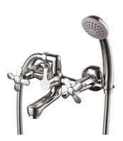 LM6542C Partner Смеситель для ванны двуручный, кор. излив, дивертор с кер. пластинами, хром LEMARK