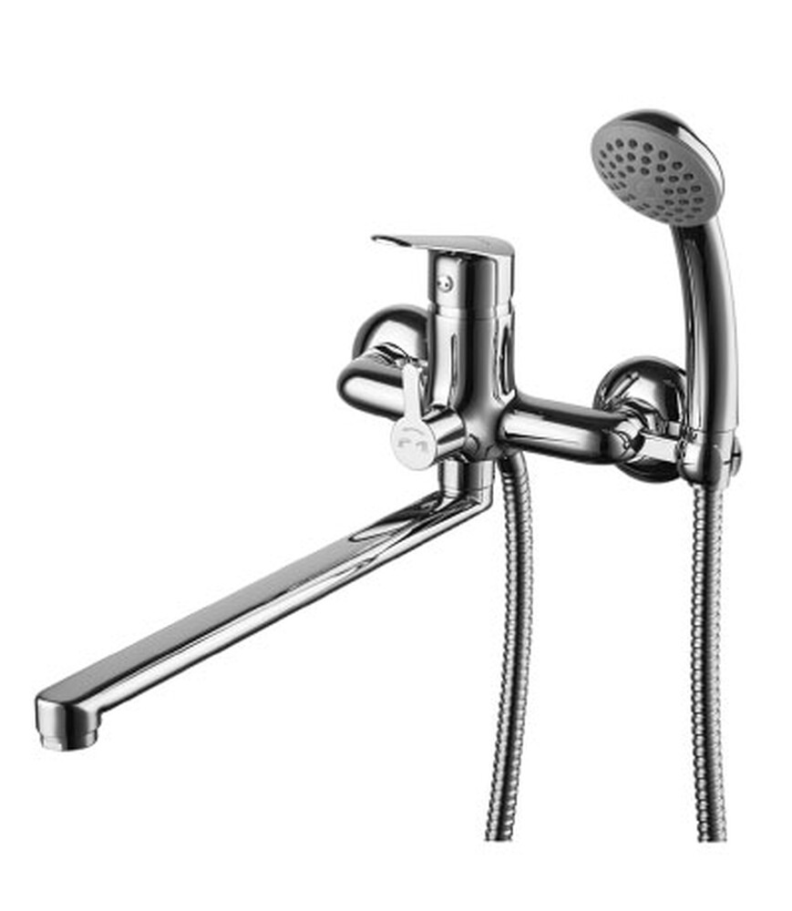 LM6551C Partner Смеситель универс. одноручный, плоск. излив 300 мм, кер. дивертор, хром LEMARK