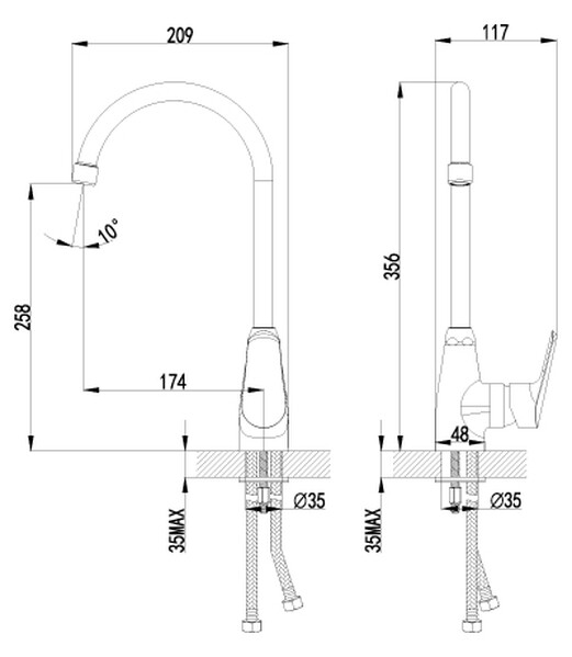 LM6555C Partner Смеситель для кухни одноручный, с высоким поворотным изливом, хром LEMARK