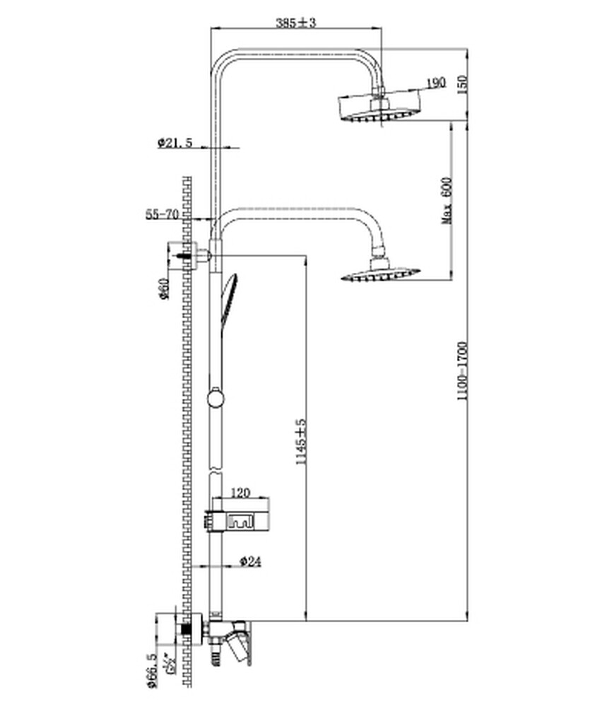 LM7002C Tropic Смеситель для ванны с верх. душевой лейкой Тропич. дождь, поворот. излив, хром LEMARK