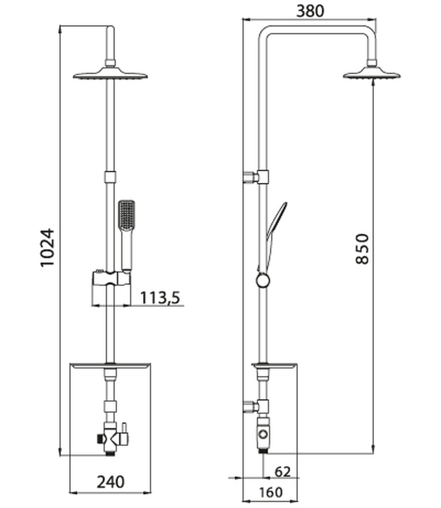 LM8804C Душ. гарнитур без смесителя верх. душ.лейка Троп.дождь 150х190мм, лейка 55х250мм, хром LEMARK