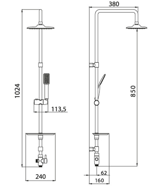 LM8804C Душ. гарнитур без смесителя верх. душ.лейка Троп.дождь 150х190мм, лейка 55х250мм, хром LEMARK