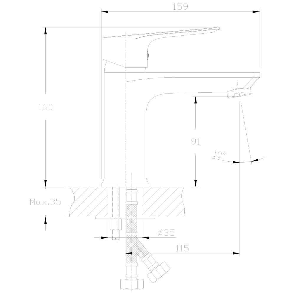 Смеситель Тюльпан шар d35, хром ROSSINKA RS27-11