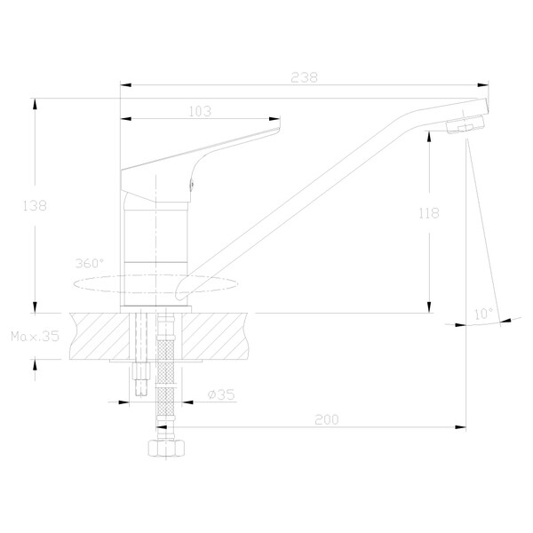 Смеситель Кухня шар d35, хром ROSSINKA RS29-21