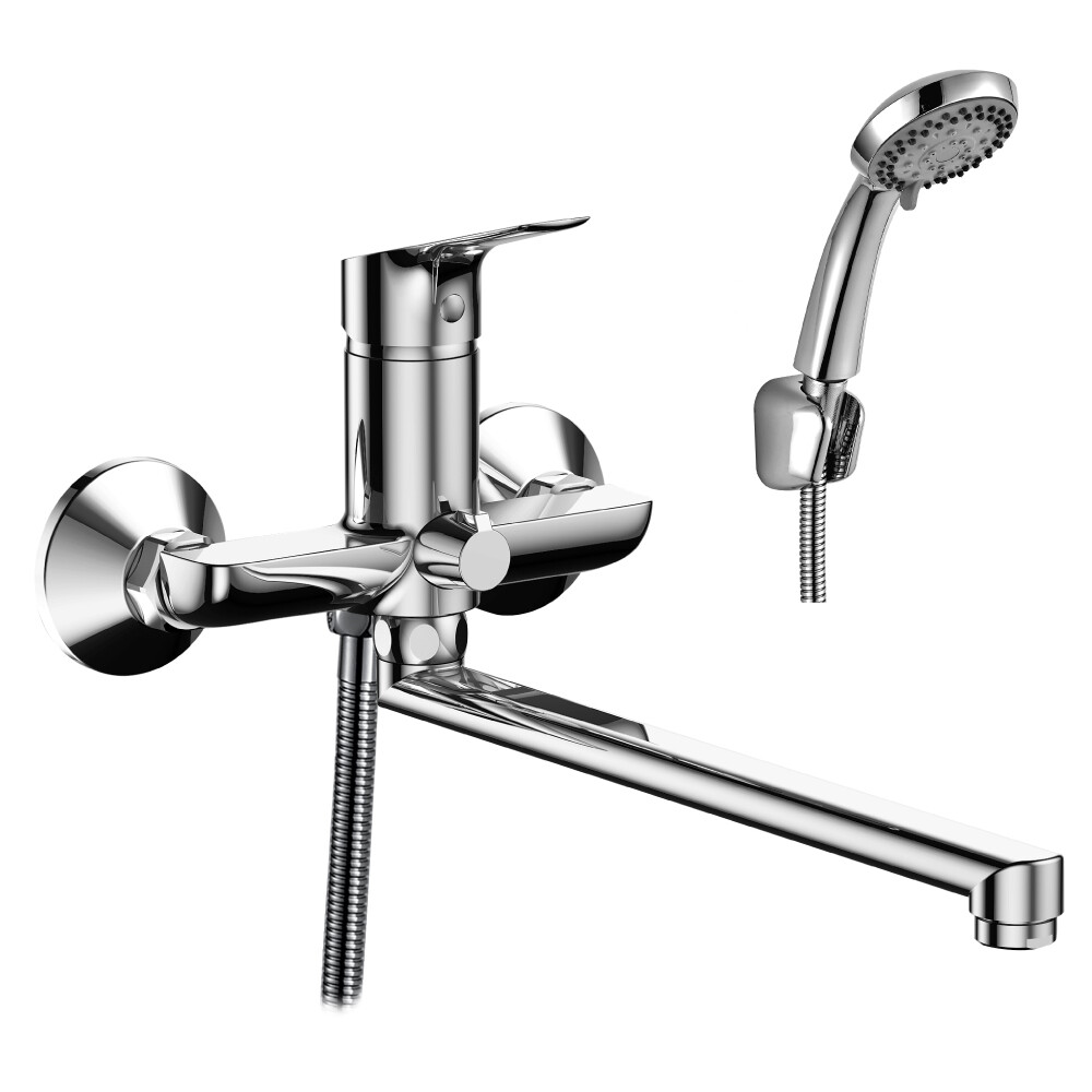 Смеситель Ванна шар d35 L-нос керамическое переключение, хром ROSSINKA RS29-33