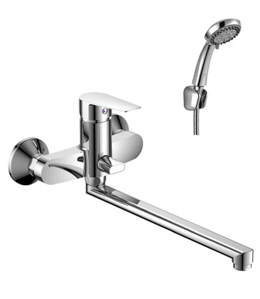 Смеситель Ванна шар d35 L-нос керамическое переключение, хром ROSSINKA S35-33