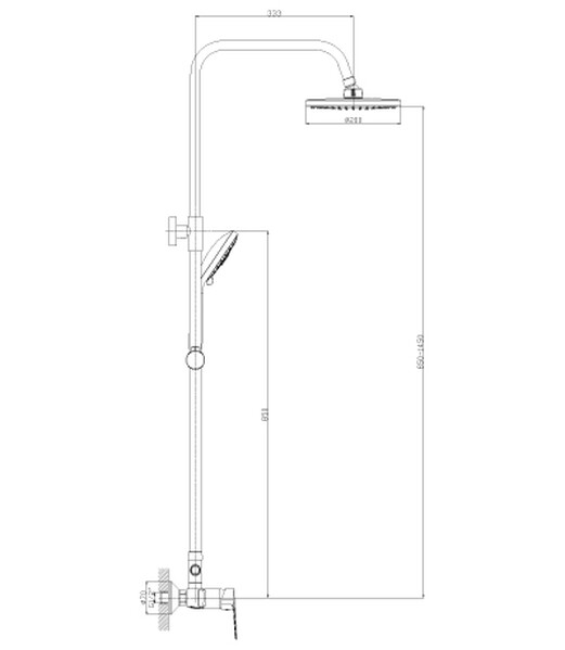 Смеситель Ванна шар d35 с душевой стойкой, ручной лейкой, хром ROSSINKA S35-45