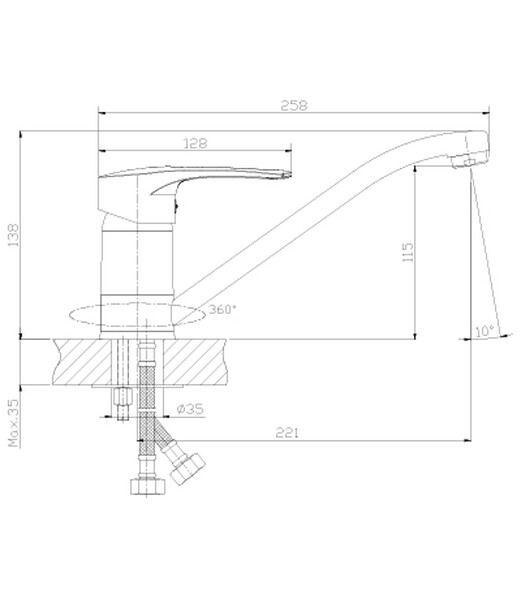 Смеситель Кухня шар d40, хром ROSSINKA T40-21
