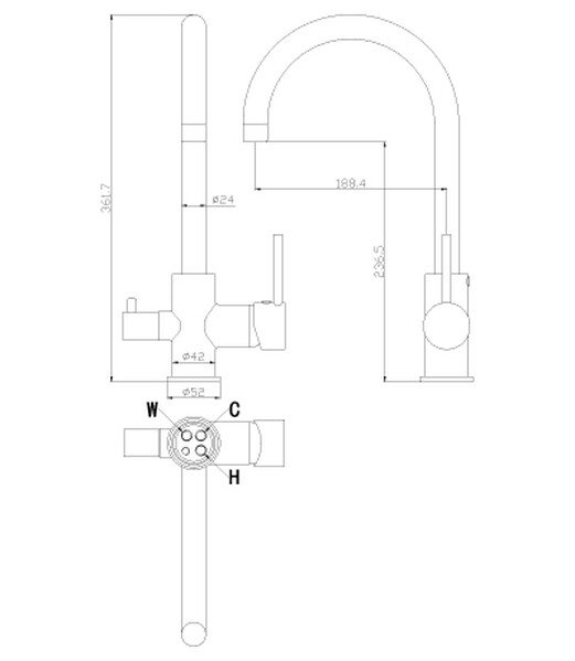 Смеситель Кухня шар d35 U-излив под фильтр к питьевой воде, хром ROSSINKA Z35-28