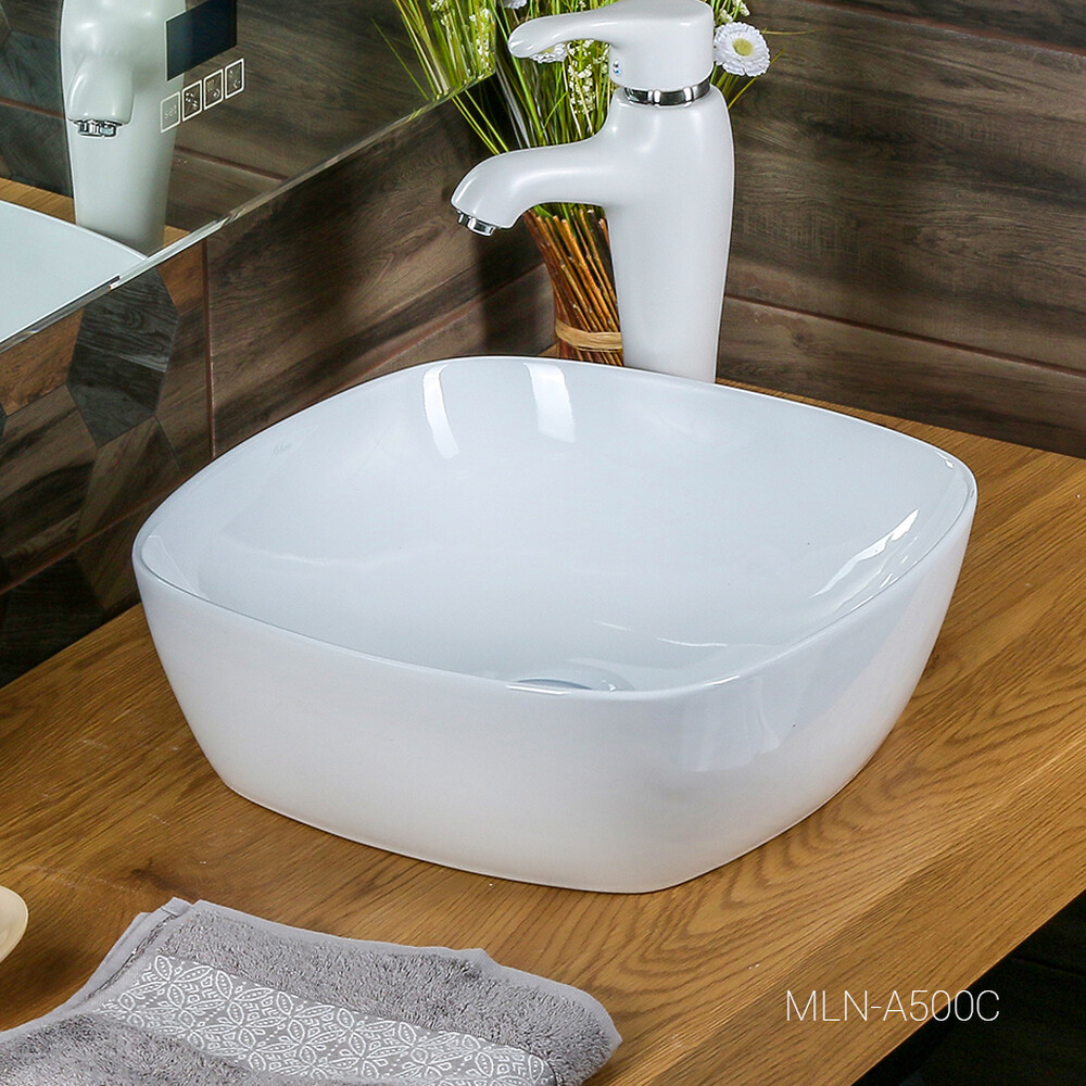 800-А500С Фигурный умывальник накладной 400х400х145 MELANA