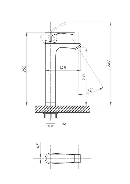 Смеситель для раковины "тюльпан" высокий ПСМ- 100-6 ЭЛИТ тип См-УмОЦБА