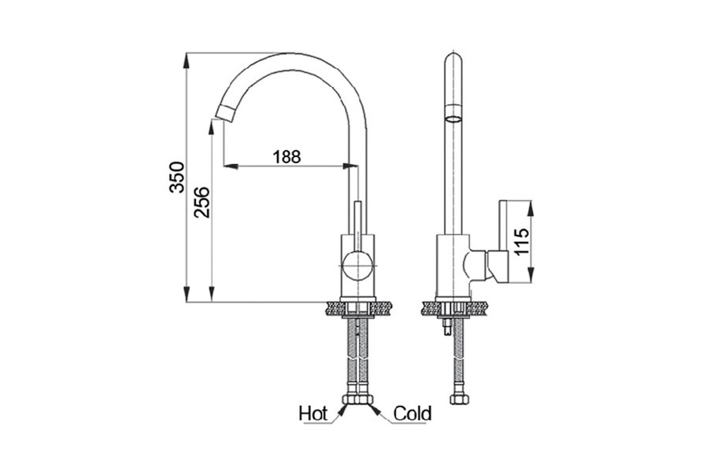 Смеситель Кухня GRANFEST  (7651) d=35 боковой U - образный  (328 - бежевый)