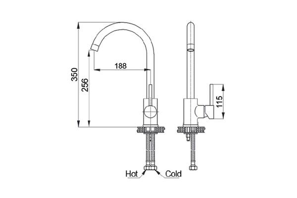 Смеситель Кухня GRANFEST  (7651) d=35 боковой U - образный  (328 - бежевый)