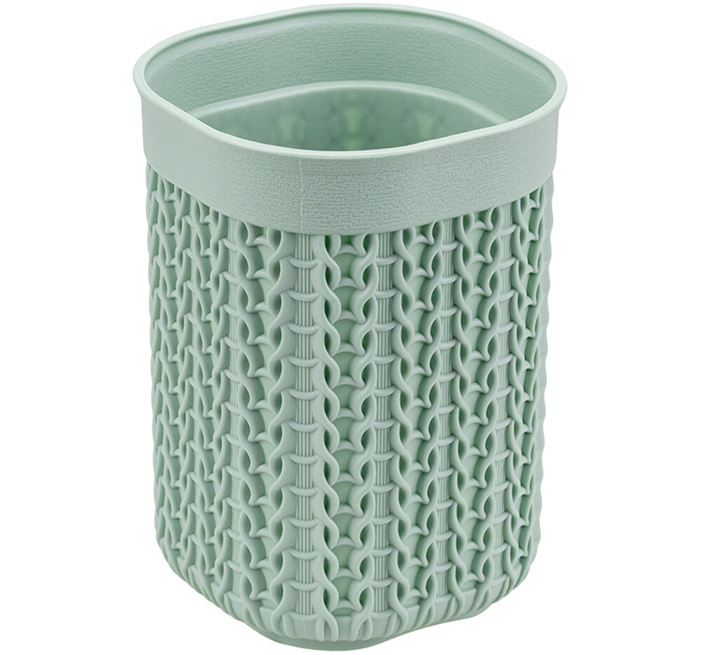 Стакан "Вязание" Фисташковый 8,5х8,5х12см ("М-пластика") (М 2237)