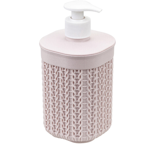 Диспенсер для мыла "Вязание" Чайная Роза 8,5х8,5х19см ("М-пластика") (М 2239)