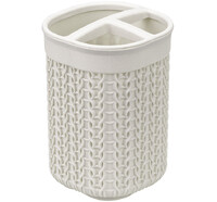 Подставка для Зубных Щеток "Вязание" Белый ротанг 8,5х8,5х12,5см ("М-пластика") (М 2240)