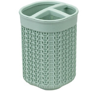 Подставка для Зубных Щеток "Вязание" Фисташковый 8,5х8,5х12,5см ("М-пластика") (М 2240)