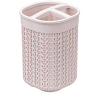 Подставка для Зубных Щеток "Вязание" Чайная Роза 8,5х8,5х12,5см ("М-пластика") (М 2240)