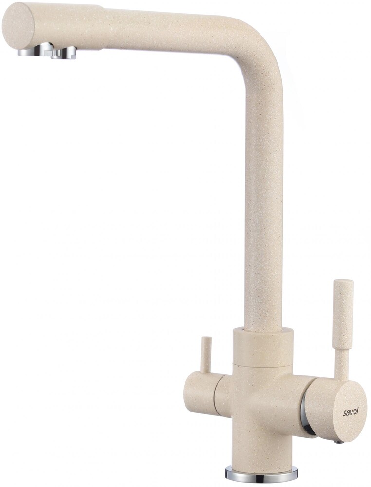 S-L1801Y Смеситель Кухня SAVOL под фильтр питьевой воды шар. d=35, на гайке, Бежевый