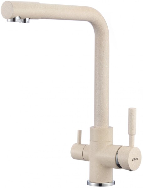 S-L1801Y Смеситель Кухня SAVOL под фильтр питьевой воды шар. d=35, на гайке, Бежевый