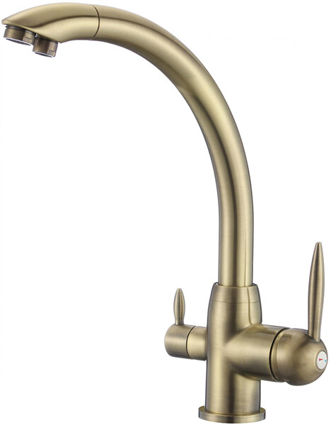 S-L1699С Смеситель Кухня SAVOL под фильтр питьевой воды шар. d=35, на гайке, Бронза ***